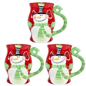 Pier 1 Jolly Holiday Snowman Mugs (3)